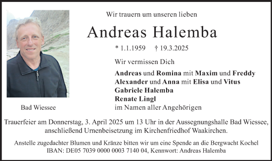 Todesanzeige von Andreas Halemba von merkurtz