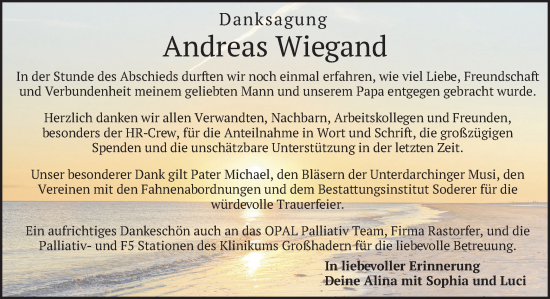 Todesanzeige von Andreas Wiegand von merkurtz