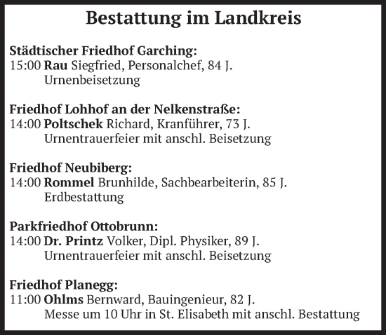 Todesanzeige von Bestattungen vom 07.03.2025 von merkurtz