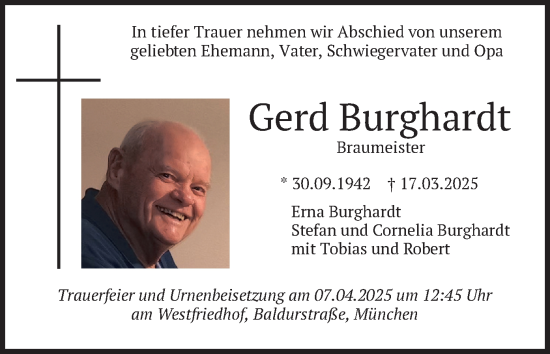 Todesanzeige von Gerd Burghardt von merkurtz