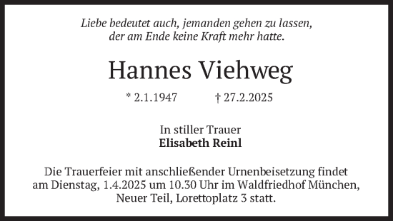 Todesanzeige von Hannes Viehweg von merkurtz