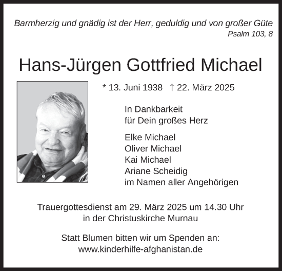 Todesanzeige von Hans-Jürgen Gottfried Michael von merkurtz