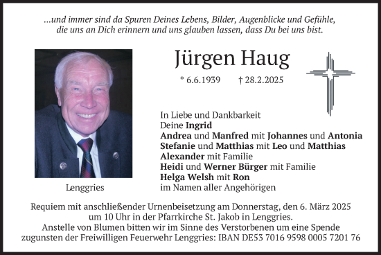 Todesanzeige von Jürgen Haug von merkurtz