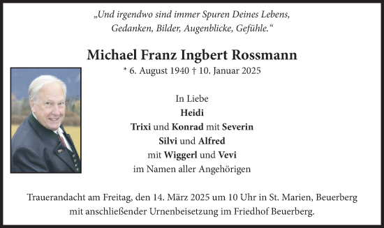 Todesanzeige von Michael Franz Ingbert Rossmann von merkurtz