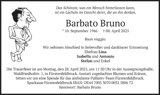 Todesanzeige von Barbato Bruno von merkurtz