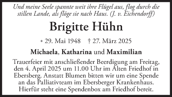 Todesanzeige von Brigitte Hühn von merkurtz