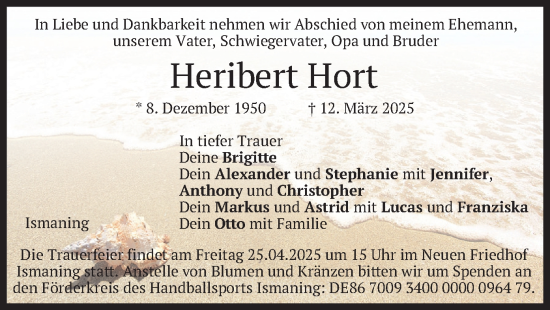 Todesanzeige von Heribert Hort von merkurtz