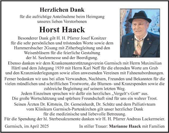 Todesanzeige von Horst Haack von merkurtz