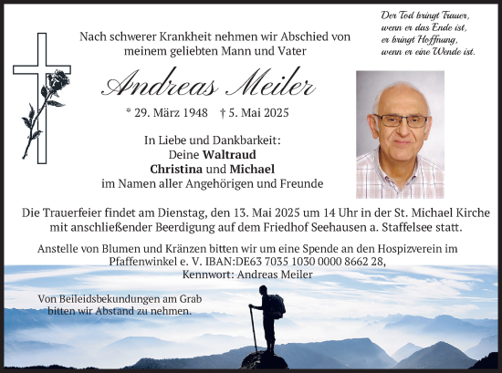 Todesanzeige von Andreas Meiler von merkurtz