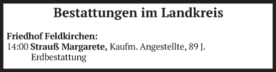Todesanzeige von Bestattungen vom 27.05.2025 von merkurtz