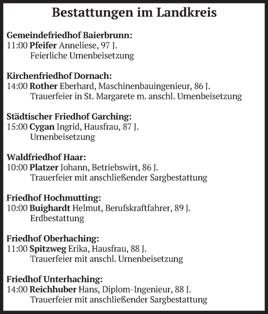 Todesanzeige von Bestattungen vom 28.05.2025 von merkurtz