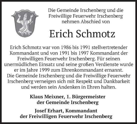 Todesanzeige von Erich Schmotz von merkurtz