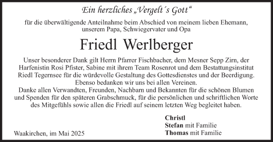 Todesanzeige von Friedl Werlberger von merkurtz