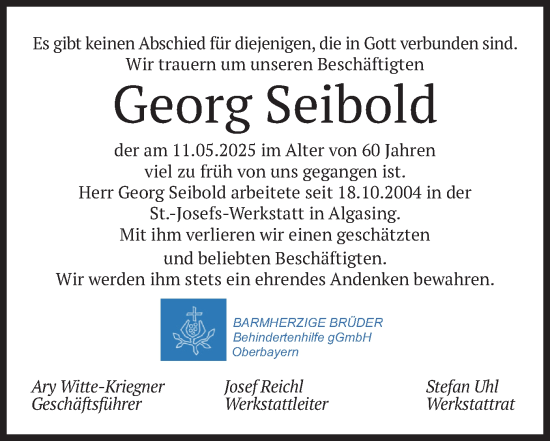 Todesanzeige von Georg Seibold von merkurtz