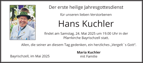 Todesanzeige von Hans Kuchler von merkurtz