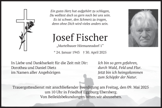 Todesanzeige von Josef Fischer von merkurtz