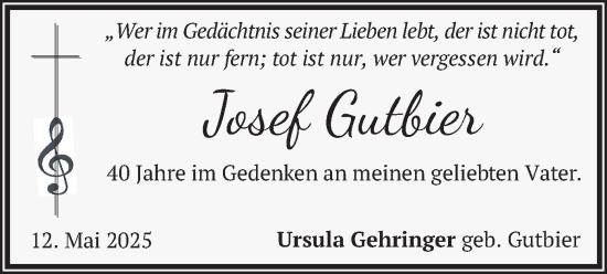 Todesanzeige von Josef Gutbier von merkurtz