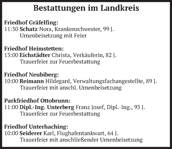 Todesanzeige von Karl Seiderer von merkurtz