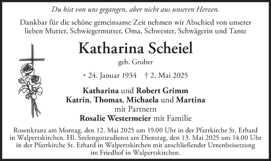 Todesanzeige von Katharina Scheiel von merkurtz
