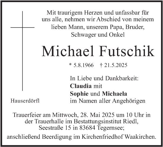 Todesanzeige von Michael Futschik von merkurtz