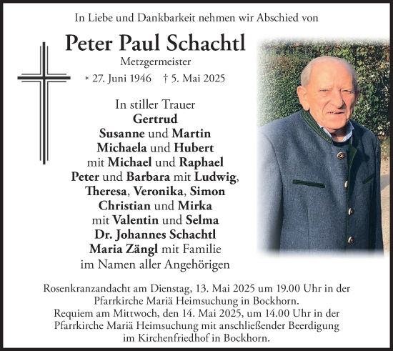 Todesanzeige von Peter Paul Schachtl von merkurtz