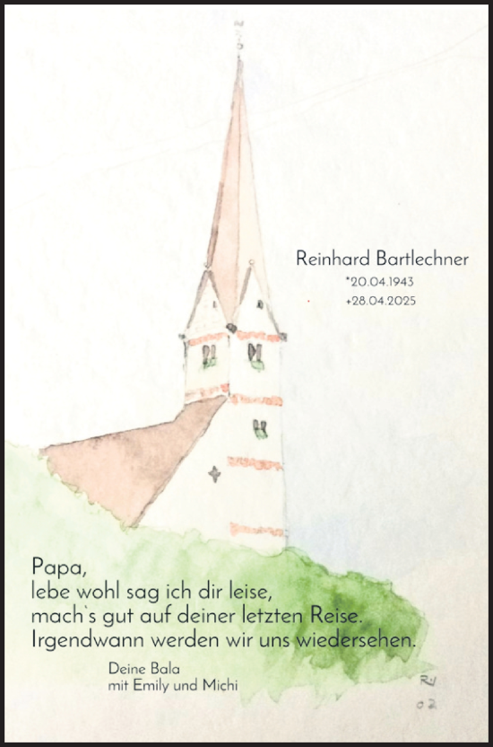 Todesanzeige von Reinhard Bartlechner von merkurtz