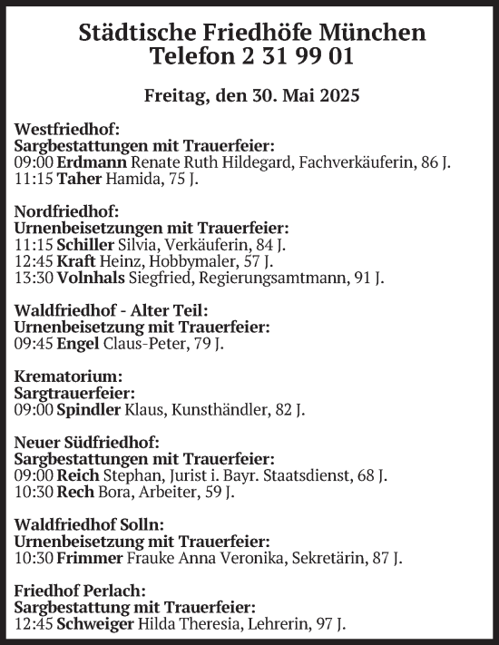 Todesanzeige von Renate Ruth Hildegard Erdmann von merkurtz