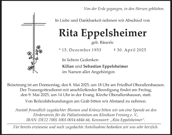 Todesanzeige von Rita Eppelsheimer von merkurtz