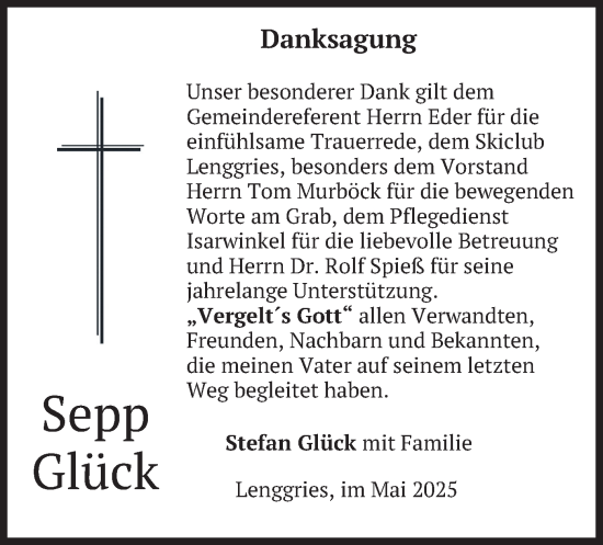 Todesanzeige von Sepp Glück von merkurtz