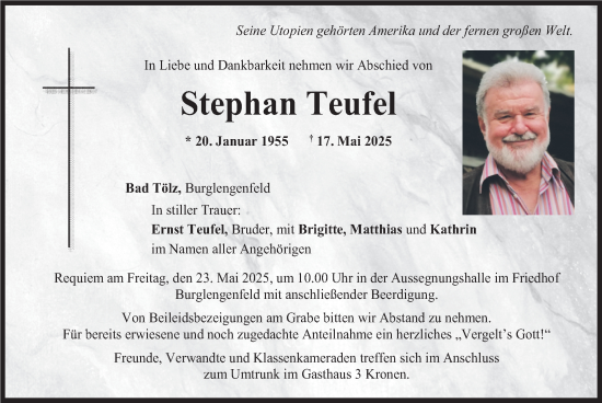 Todesanzeige von Stephan Teufel von merkurtz