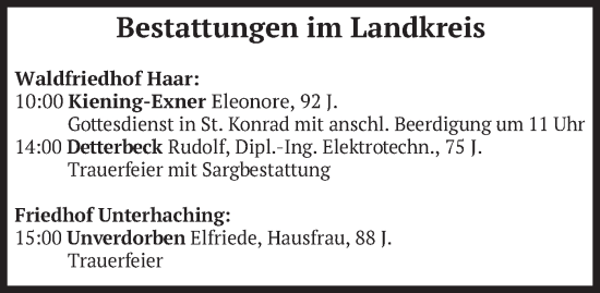 Todesanzeige von Sterbetafel vom 02.05.2025 von merkurtz