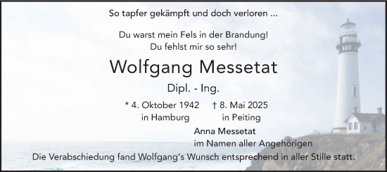 Todesanzeige von Wolfgang Messetat von merkurtz