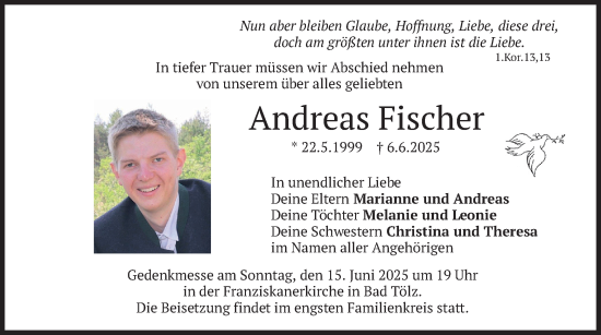 Todesanzeige von Andreas Fischer von merkurtz