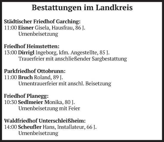 Todesanzeige von Bestattungen vom 06.06.2025 von merkurtz
