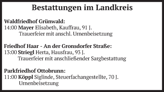 Todesanzeige von Bestattungen vom 10.06.2025 von merkurtz