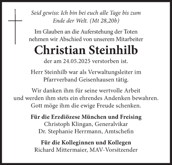 Todesanzeige von Christian Steinhilb von merkurtz