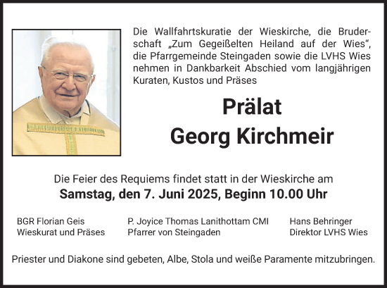 Todesanzeige von Georg Kirchmeir von merkurtz