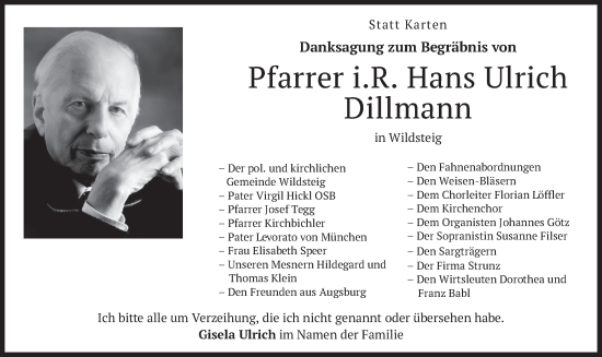 Todesanzeige von Hans Dillmann von merkurtz