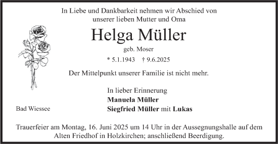 Todesanzeige von Helga Müller von merkurtz