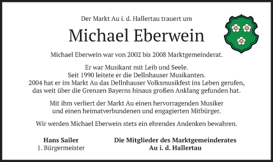 Todesanzeige von Michael Eberwein von merkurtz