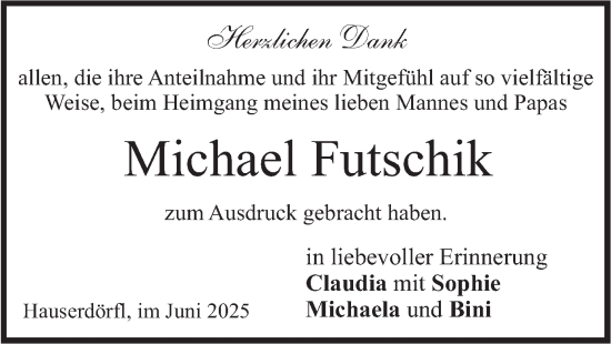 Todesanzeige von Michael Futschik von merkurtz