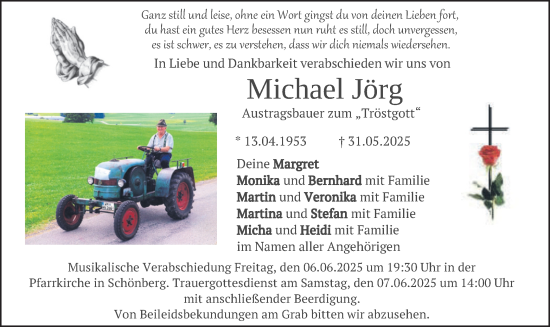 Todesanzeige von Michael Jörg von merkurtz