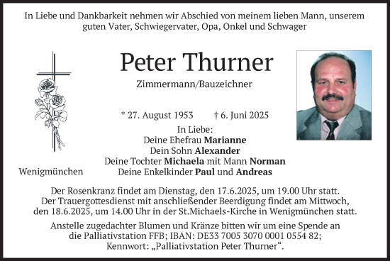 Todesanzeige von Peter Thurner von merkurtz