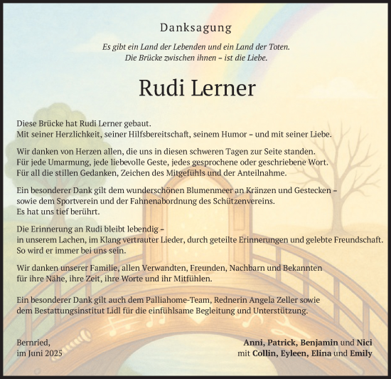 Todesanzeige von Rudi Lerner von merkurtz