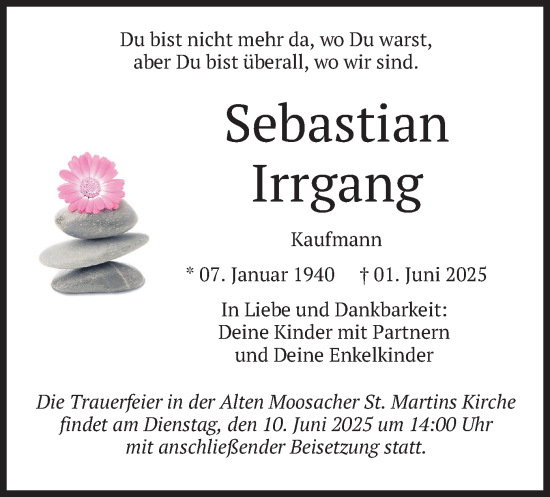 Todesanzeige von Sebastian Irrgang von merkurtz