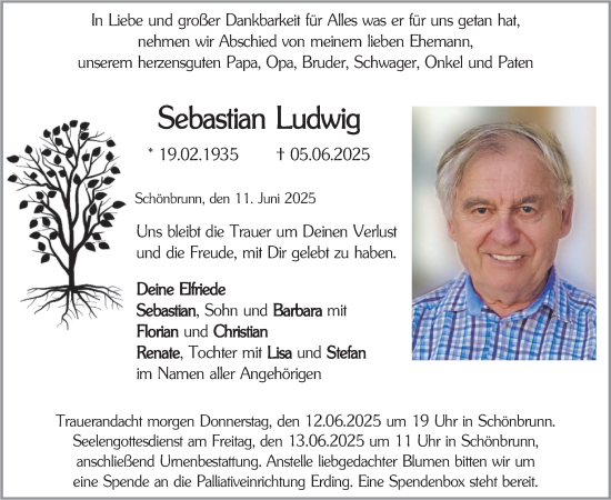 Todesanzeige von Sebastian Ludwig von merkurtz