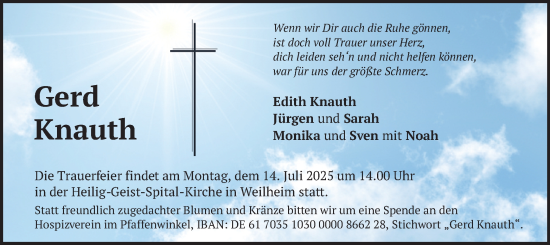 Todesanzeige von Gerd Knauth von merkurtz