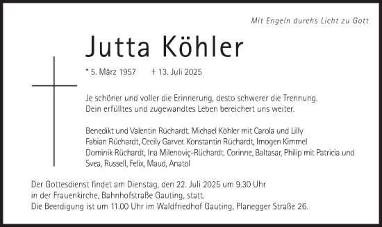 Todesanzeige von Jutta Köhler von merkurtz
