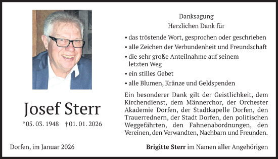 Todesanzeige von Josef Sterr von merkurtz