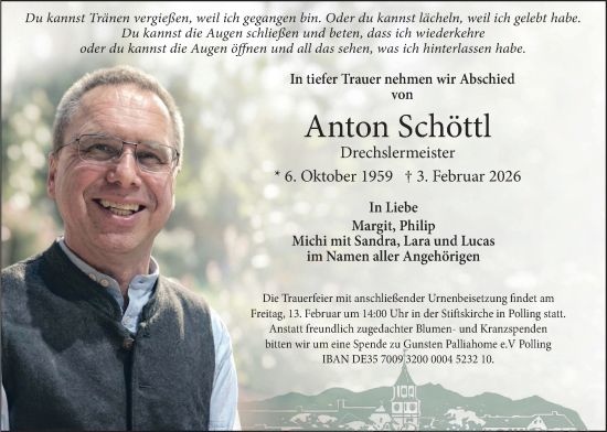 Todesanzeige von Anton Schöttl von merkurtz